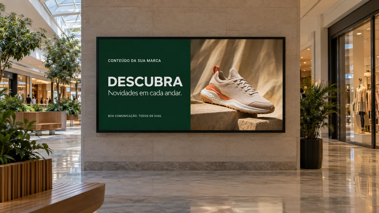 Demonstração criada com IA: Áreas de circulação. Ambiente e anúncio fictícios.